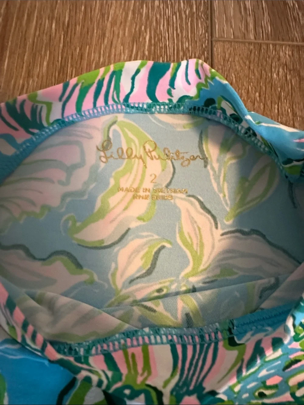 Lilly Pulitzer Girls' Aqua Pink Green Floral Rashguard Set